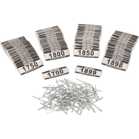 Global Industrial Locker Number Plate Kit, Numbered 1700-1899, 200PK 493411G